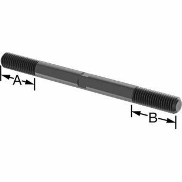 Bsc Preferred Black-Oxide Steel Threaded on Both Ends Stud 5/8-11 Thread Size 8 Long 1-3/4 Long Threads 90281A822